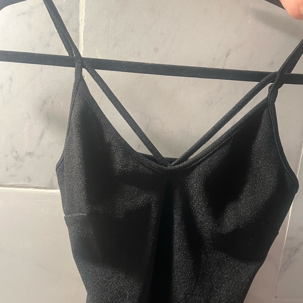 Shimmery black minidress with straps